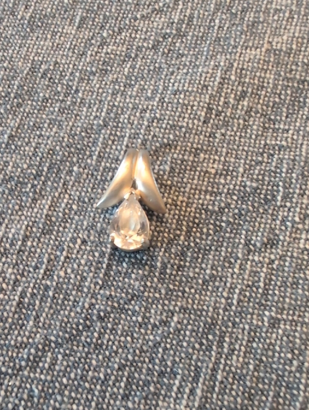 Sterling Silver Teardrop Pendant with Clear Crystal